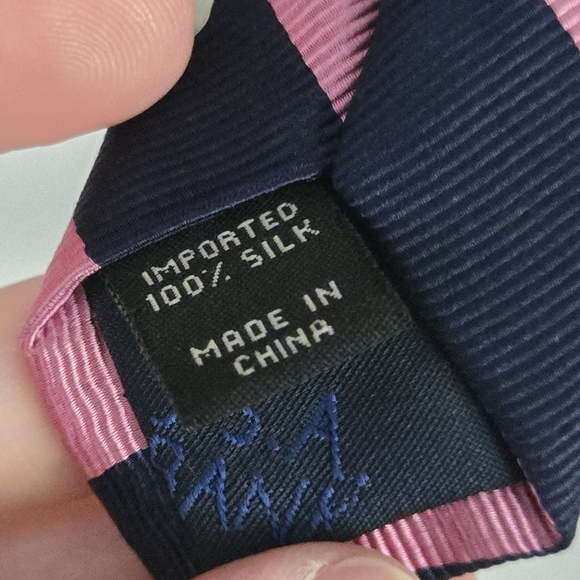 Jos. A. Bank Silk Pink and Black Diagonal Striped Tie - Picture 7 of 8